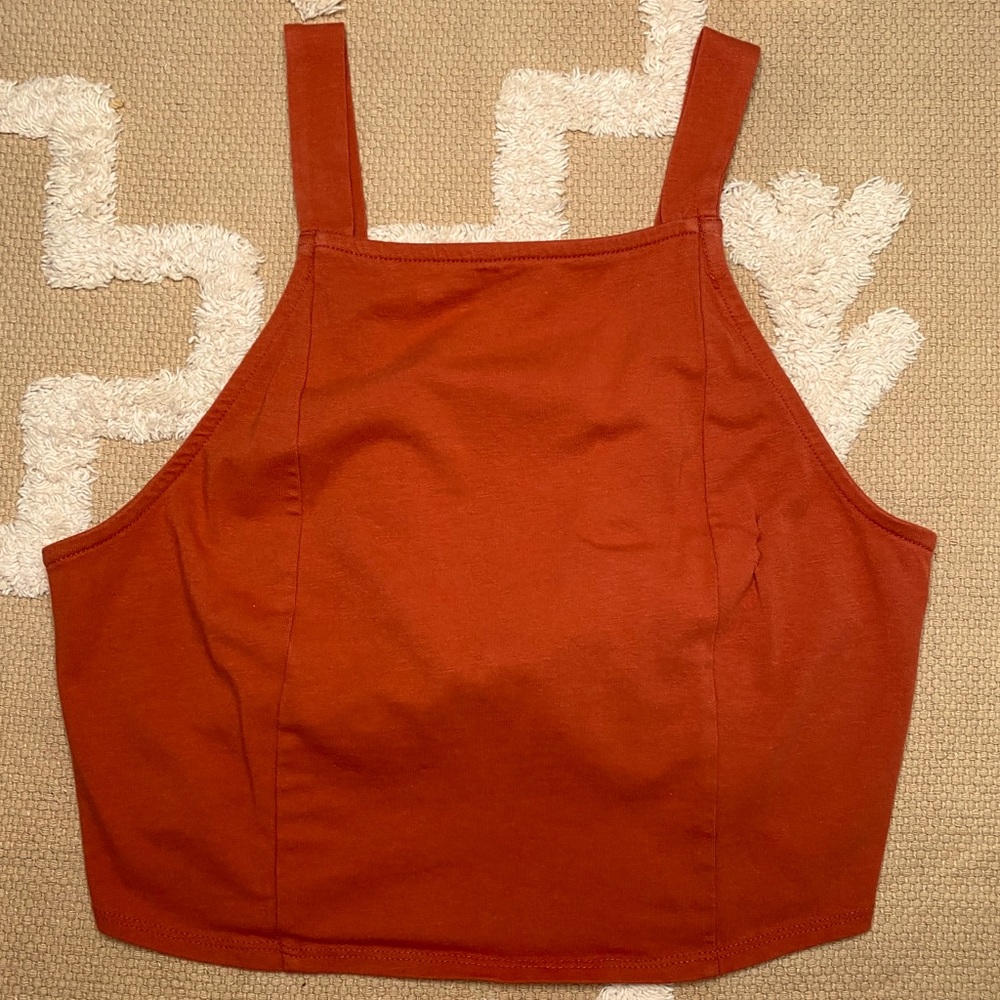 Tangerine Halter Back Tie Top